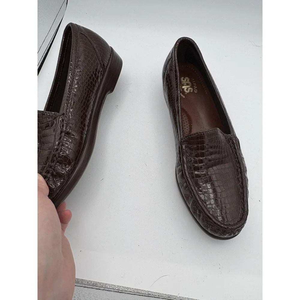 SAS Shoes Womens Size 7 Brown‎ Leather Loafers Slip On Comfort Tripad Walking